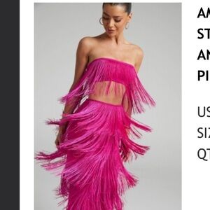 Showpo new with tags AMALEE FRINGE STRAPLESS CROP TOP AND MIDI SKIRT SET